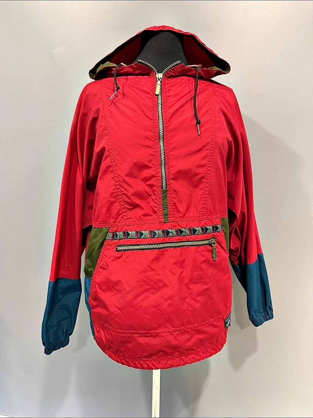 L.L.Bean Mountain Classic Anorak Color Block Jacket Size Small